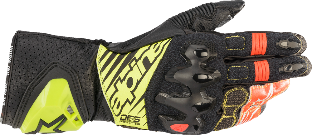 Alpinestars GP Tech BYWR Leather Racing Gloves – Black/Yellow/White/Red