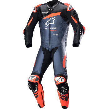 GP Plus v4 Leather Suit Black/Red Fluo/Blue