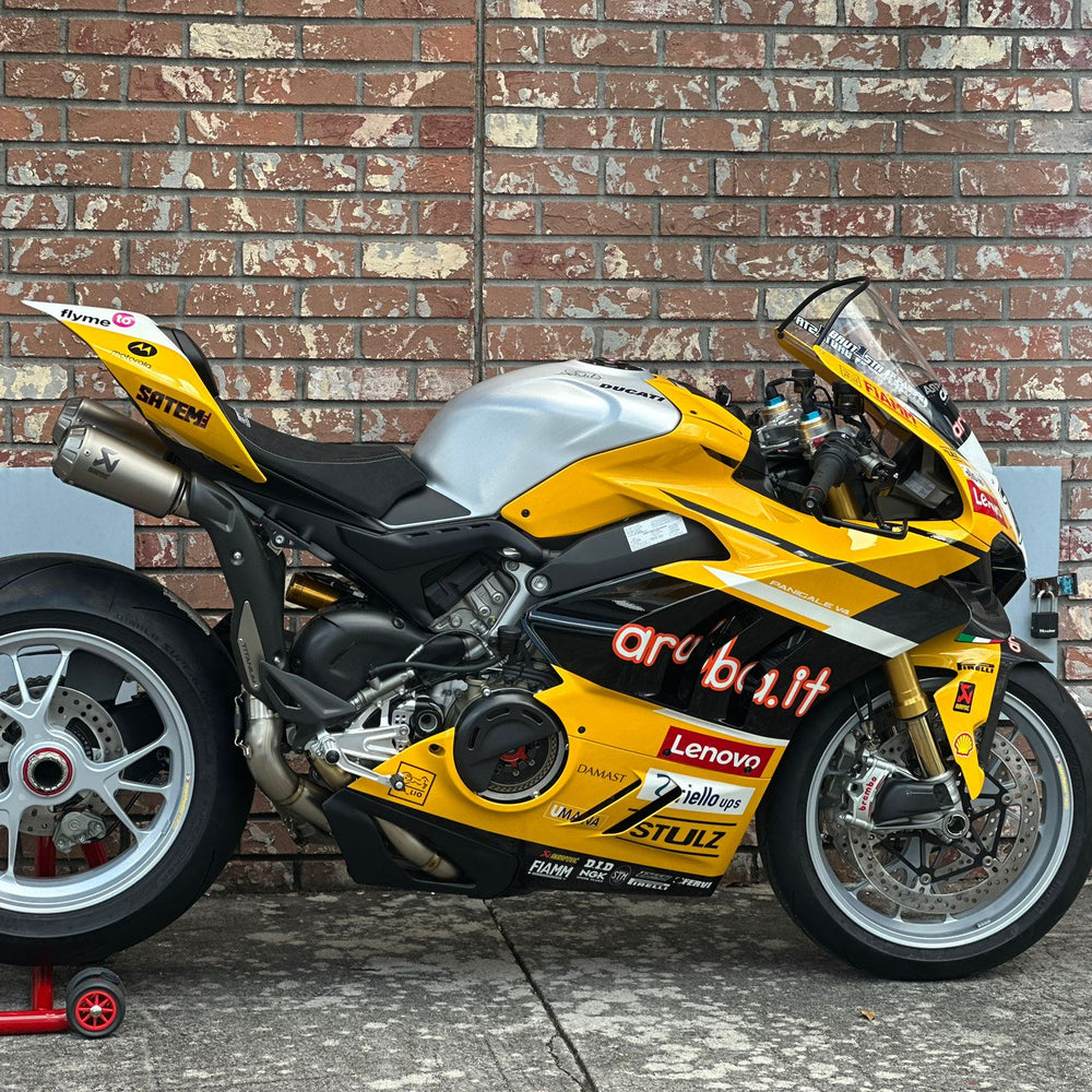 
                  
                    Side view of 2024 Ducati Panigale V4 Bautista SBK Replica in Ducati Giallo
                  
                
