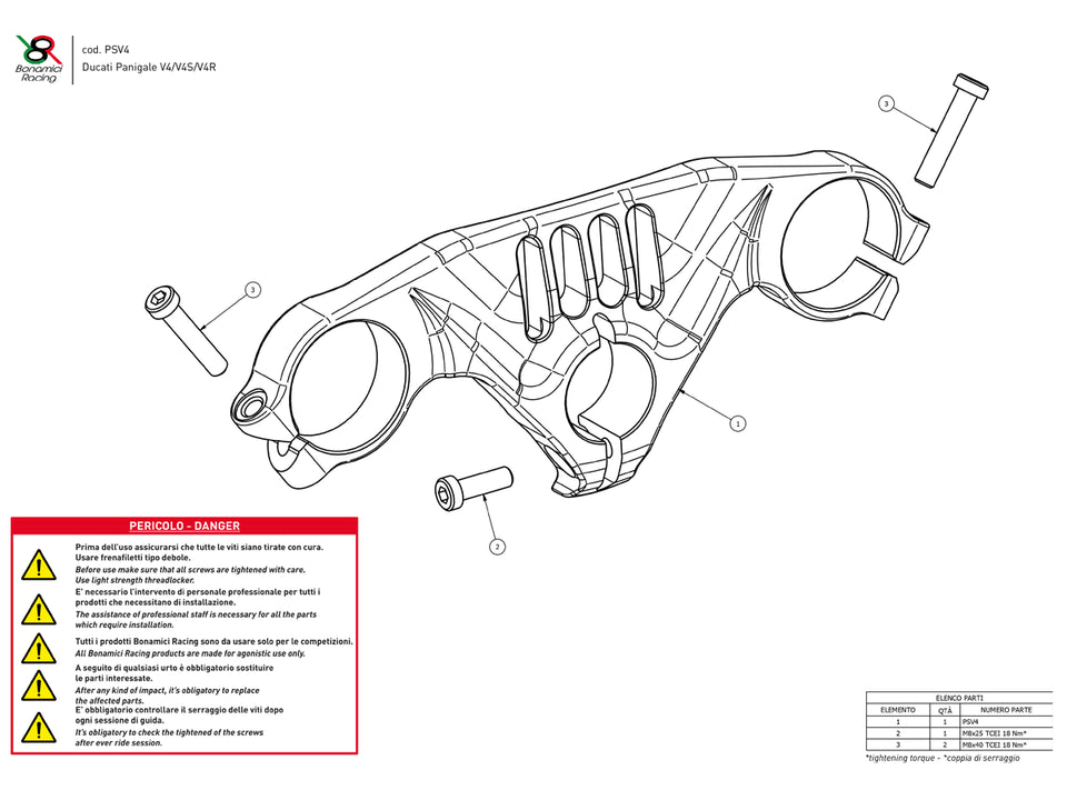 
                  
                    Bonamici Triple Tree Clamp Ducati Panigale V4 S/R (Black) (-2024)
                  
                