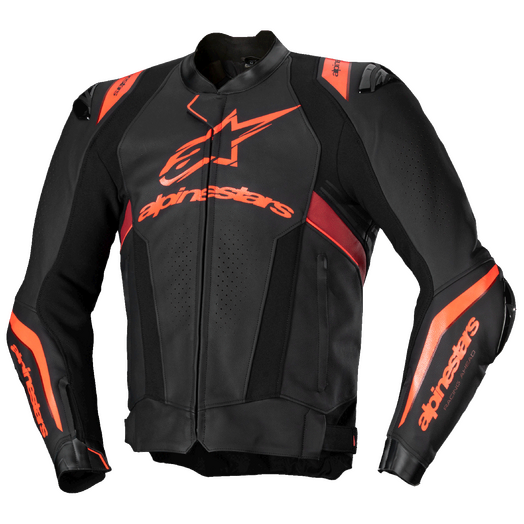 ALPINESTARS Missile V3 Ignition Leather Jacket- Black/Red Fluo/Dark Red
