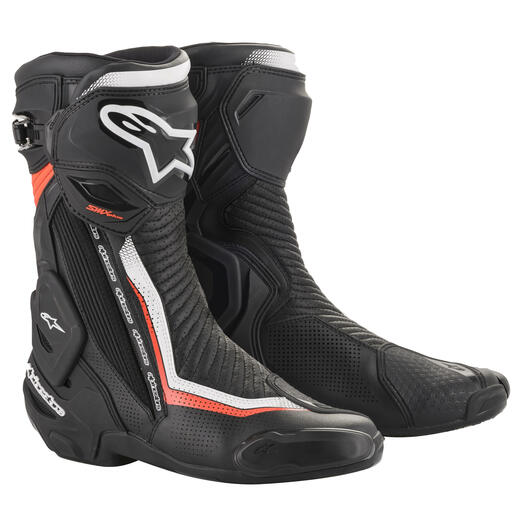ALPINESTARS SMX-Plus v2 Vented Boots - Black/White/Red Fluo
